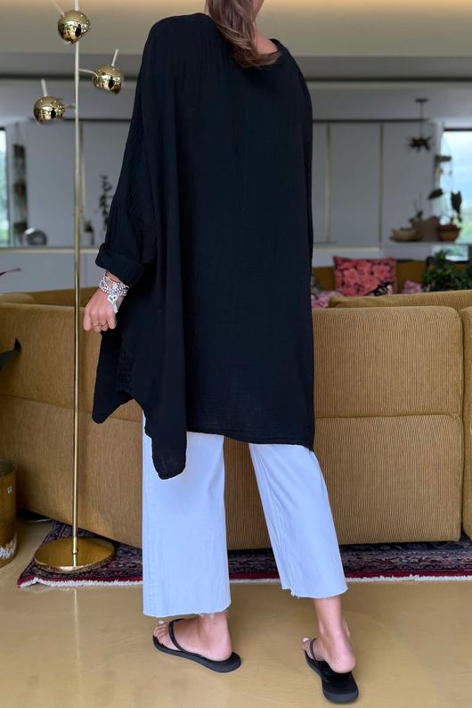 Made in Italy Paulo Pillow Cotton Honeycomb Parachute Tunic Black